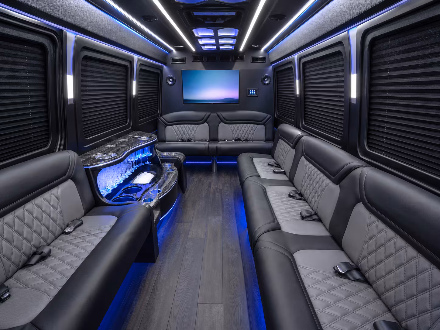 riverside 28 passenger party bus inside